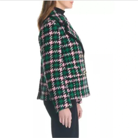 KATE SPADE NEW YORK Double-Breasted Houndstooth Wool Blend Peacoat Size XS - Picture 11 of 12